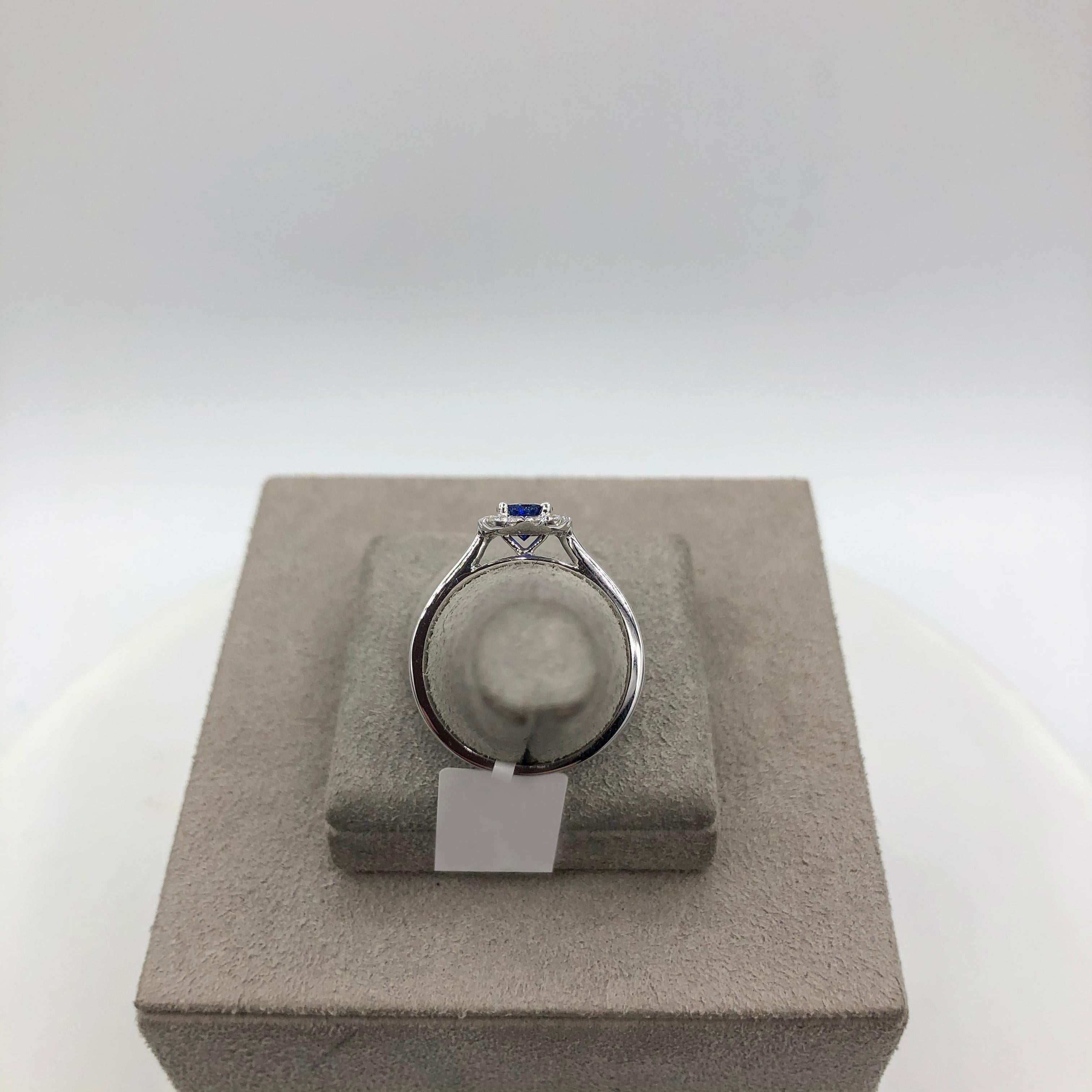 Roman Malakov 0.76 Carat Blue Sapphire and Diamond Halo Engagement Ring 2