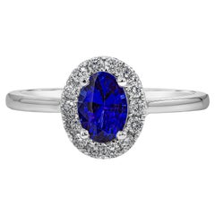Roman Malakov 0.76 Carat Blue Sapphire and Diamond Halo Engagement Ring