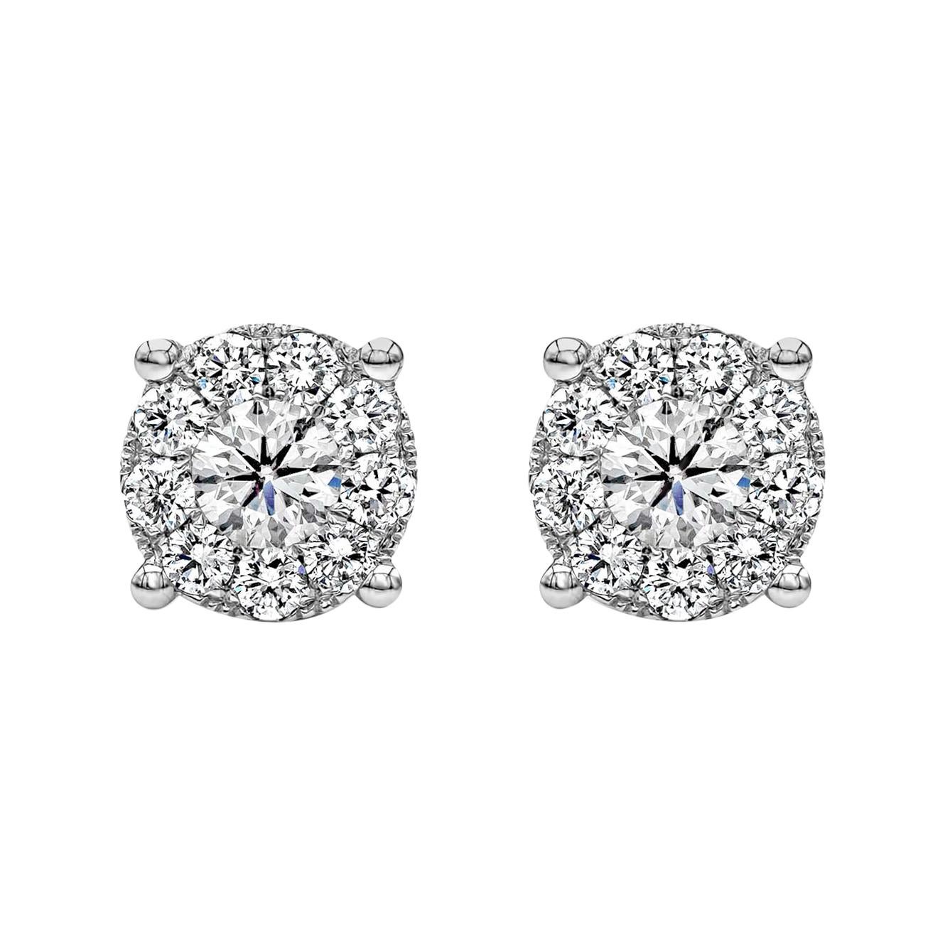 Roman Malakov 0.76 Carats Total Brilliant Round Diamond Illusion Stud Earrings