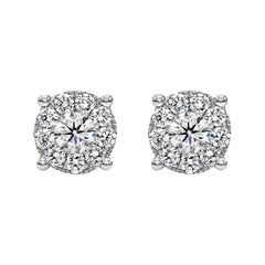 Roman Malakov 0.76 Carats Total Brilliant Round Diamond Illusion Stud Earrings