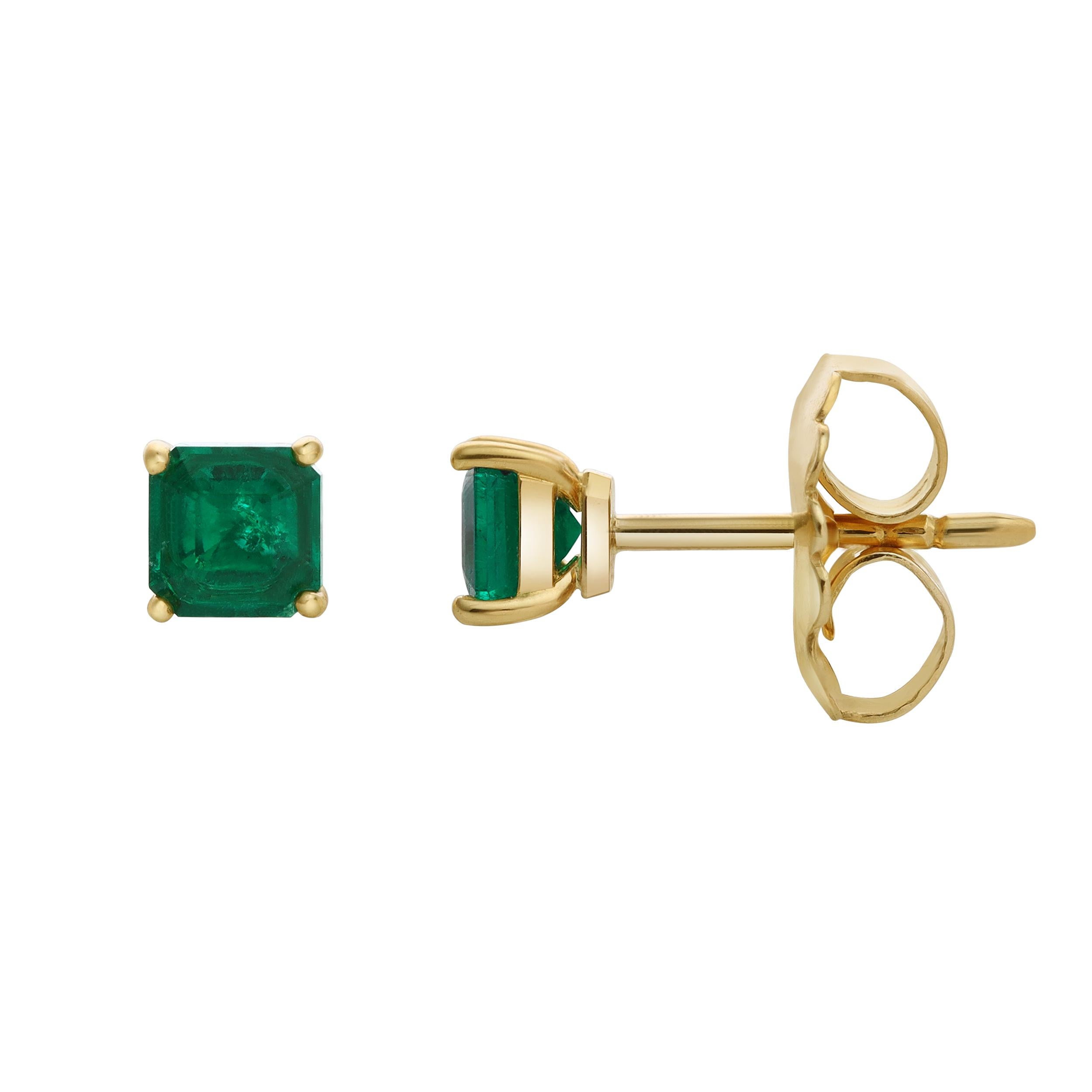 Contemporain Roman Malakov - Boucles d'oreilles émeraude colombienne de 0,76 carat (taille Asscher) en vente