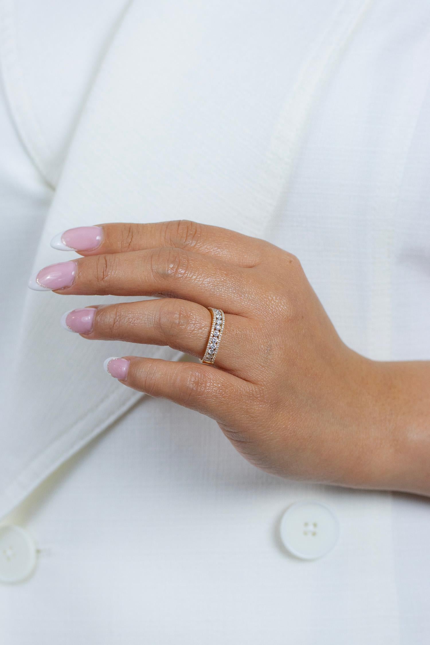 Modern Roman Malakov 0.78 Carat Round Diamond Eternity Curved Wedding Band Ring For Sale