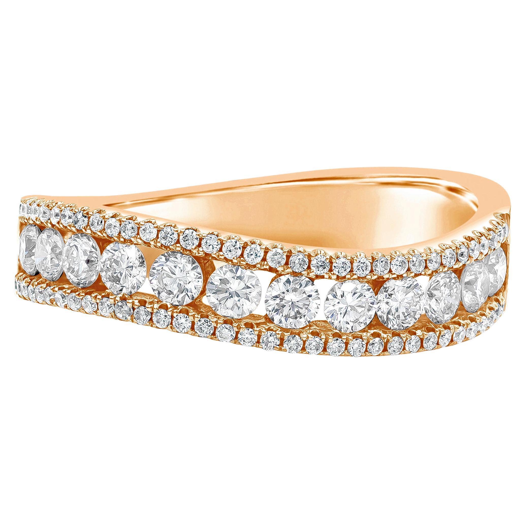 Roman Malakov 0.78 Carat Round Diamond Eternity Curved Wedding Band Ring For Sale