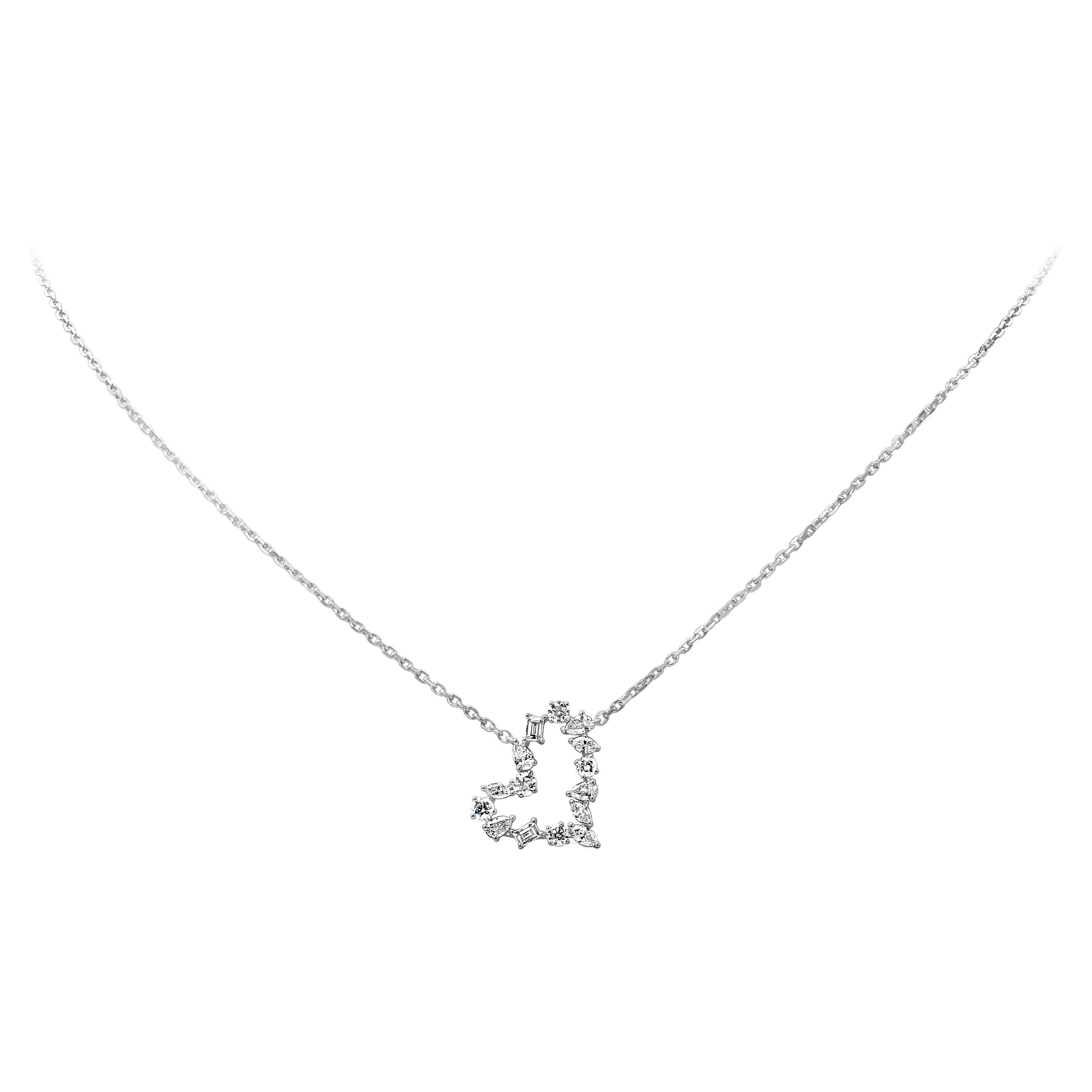 Roman Malakov 0.79 Carat Total Fancy Cut Heart Shape Pendant Necklace