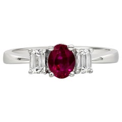 Roman Malakov 0.79 Carats Total Ruby and Diamonds Three Stone Engagement Ring