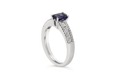 Roman Malakov 0.80 Carat Baguette Cut Sapphire & Diamond Pavé Engagement Ring