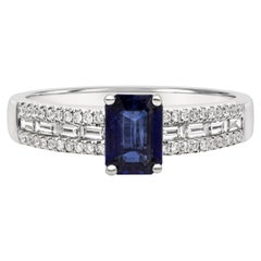 Roman Malakov Bague de fiançailles avec saphir bleu de 0,80 carat et pavés de diamants