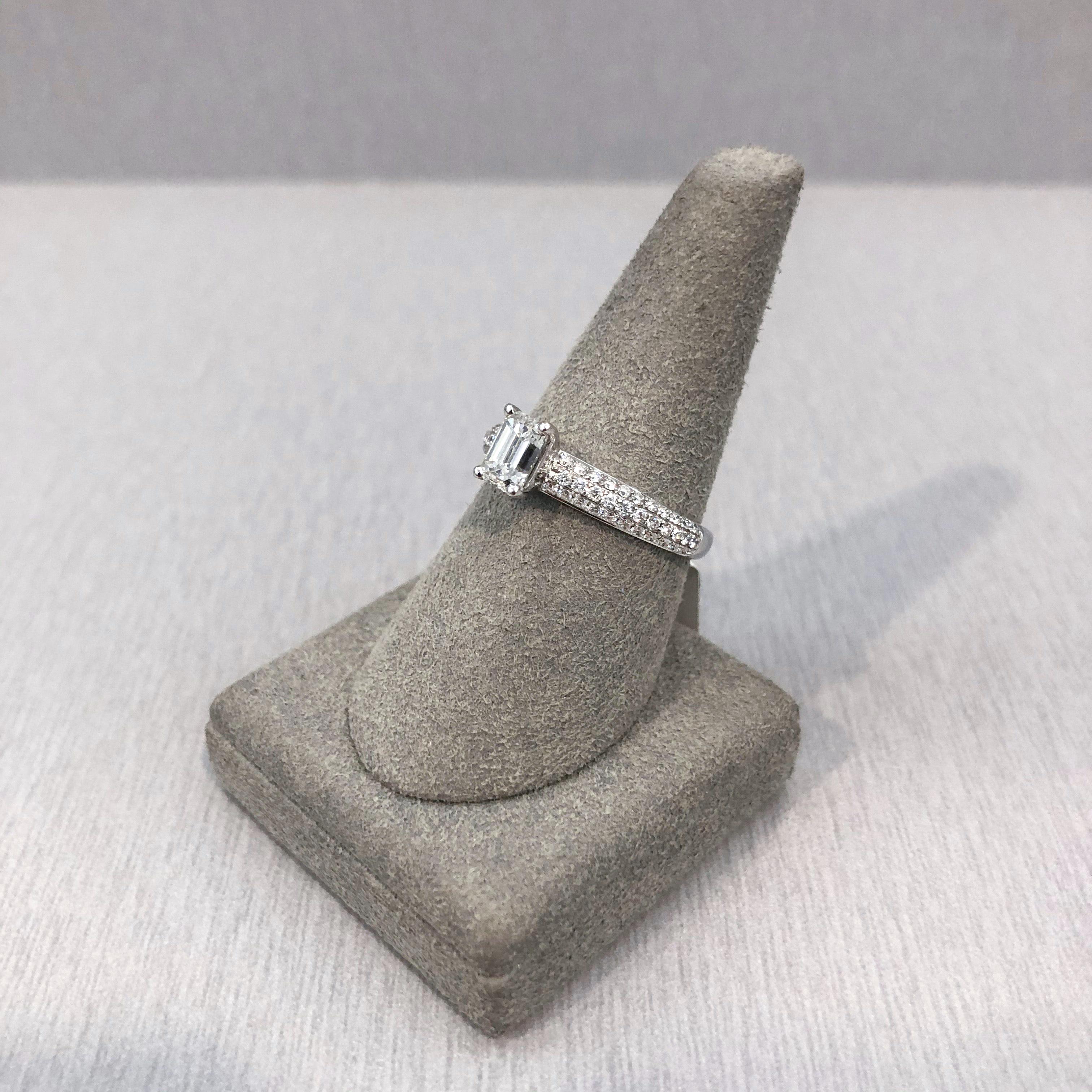 Roman Malakov 1.15 Carats Total Emerald Cut Diamond Pave Engagement Ring  For Sale 1