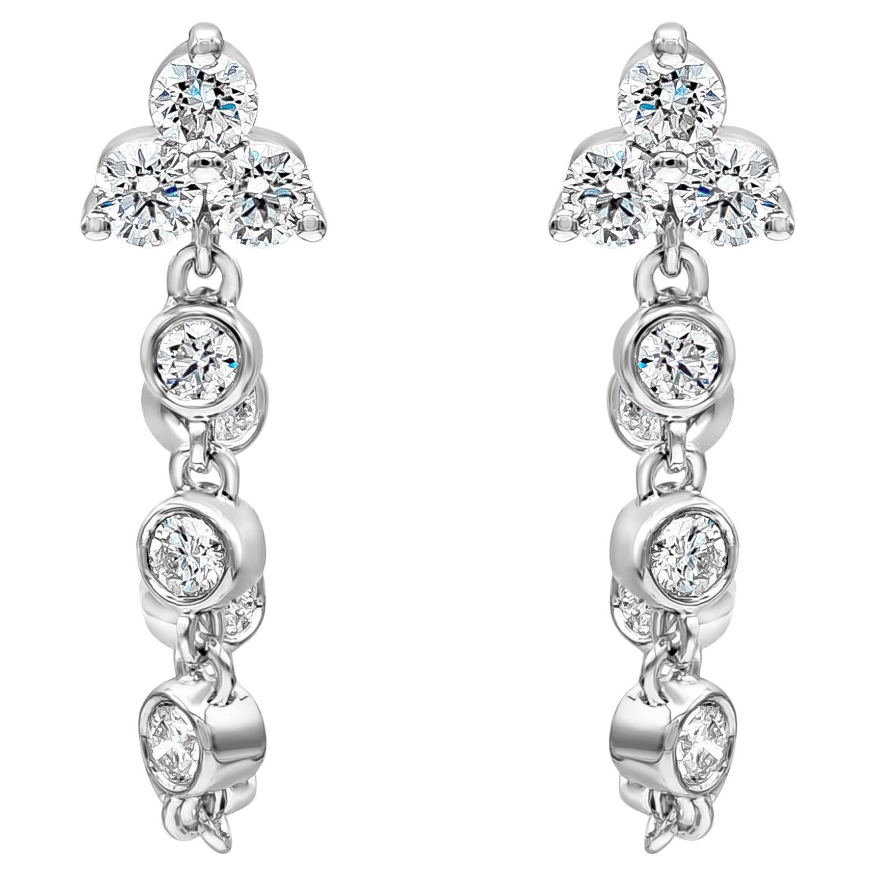 Roman Malakov, boucles d'oreilles pendantes en diamants ronds de 0,80 carat au total en vente