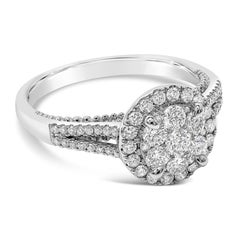 Roman Malakov 0.82 Carat Round Brilliant Cut Diamond Cluster Engagement Ring