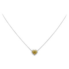 Roman Malakov, 0.82 Total Carat Fancy Color Heart Shape Diamond Pendant Necklace