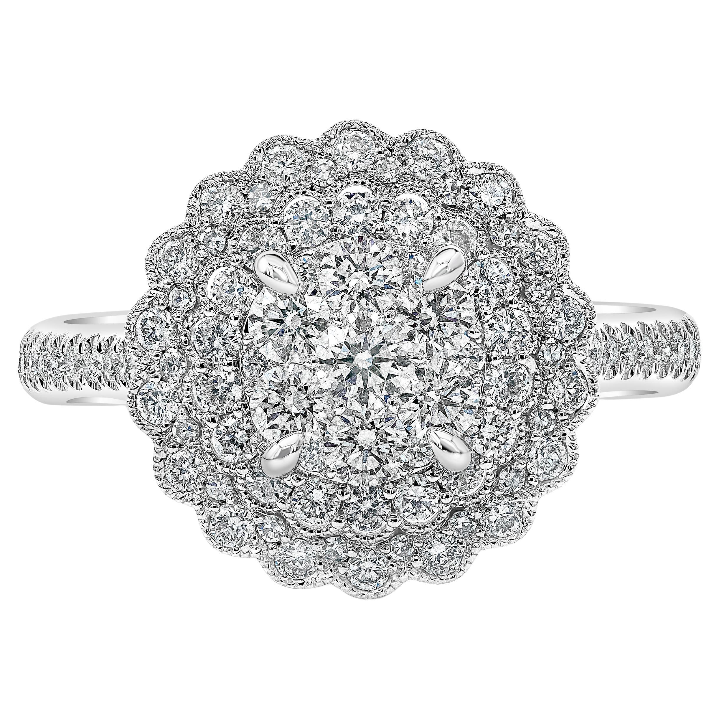 Roman Malakov 0.84 Carat Cluster Diamond Floral Motif Engagement Ring