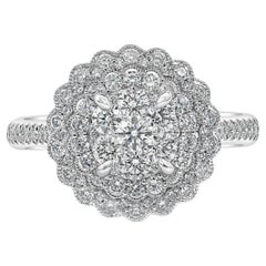 Roman Malakov, 0.84 Carat Cluster Diamond Floral Motif Engagement Ring