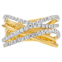 Roman Malakov 0.84 Carats Total Round Diamonds Six Row Galaxy Fashion Ring