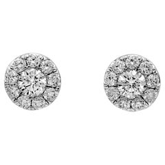 Roman Malakov, 0.85 Carat Total Round Diamond Cluster Stud Earrings