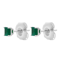 Roman Malakov 0.90 Carat Total Asscher Cut Colombian Emerald Stud Earrings