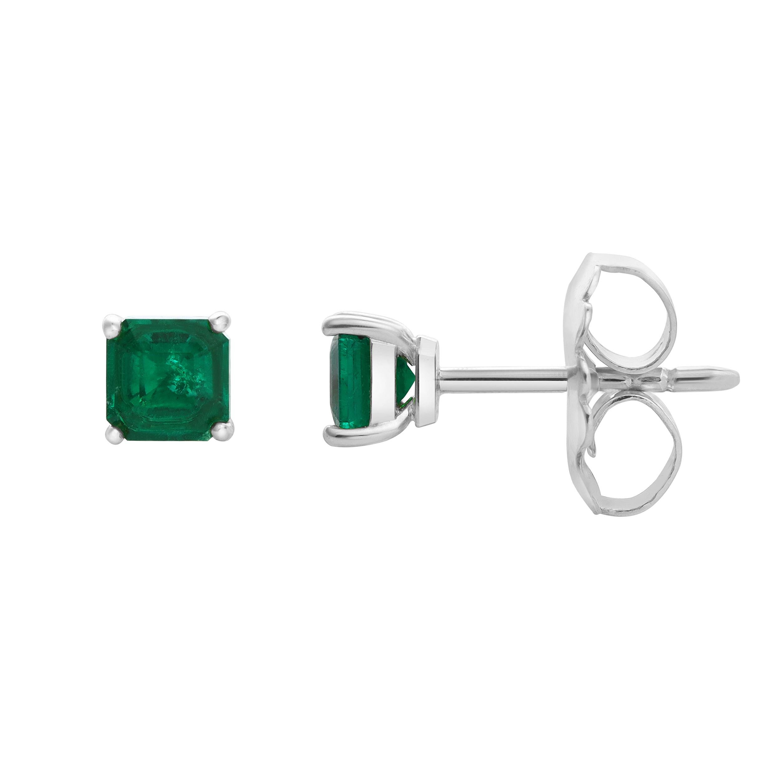 Contemporain Roman Malakov - Boucles d'oreilles émeraude colombienne de 0,90 carat (taille Asscher) en vente