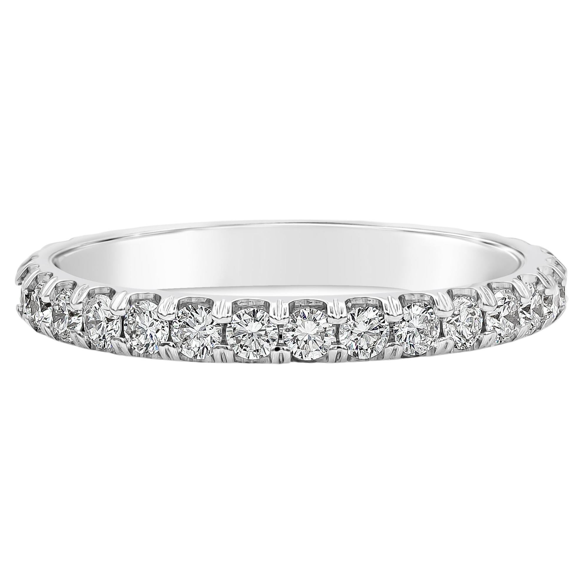 Roman Malakov 0.90 Carat Round Cut Diamond Eternity Wedding Band Ring For Sale