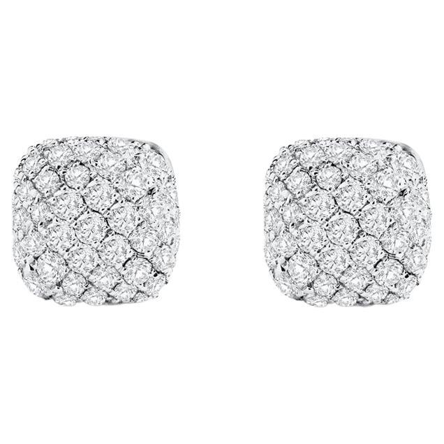 Roman Malakov 0.90 Carats Total Round Diamond Pave Set Stud Earrings For Sale