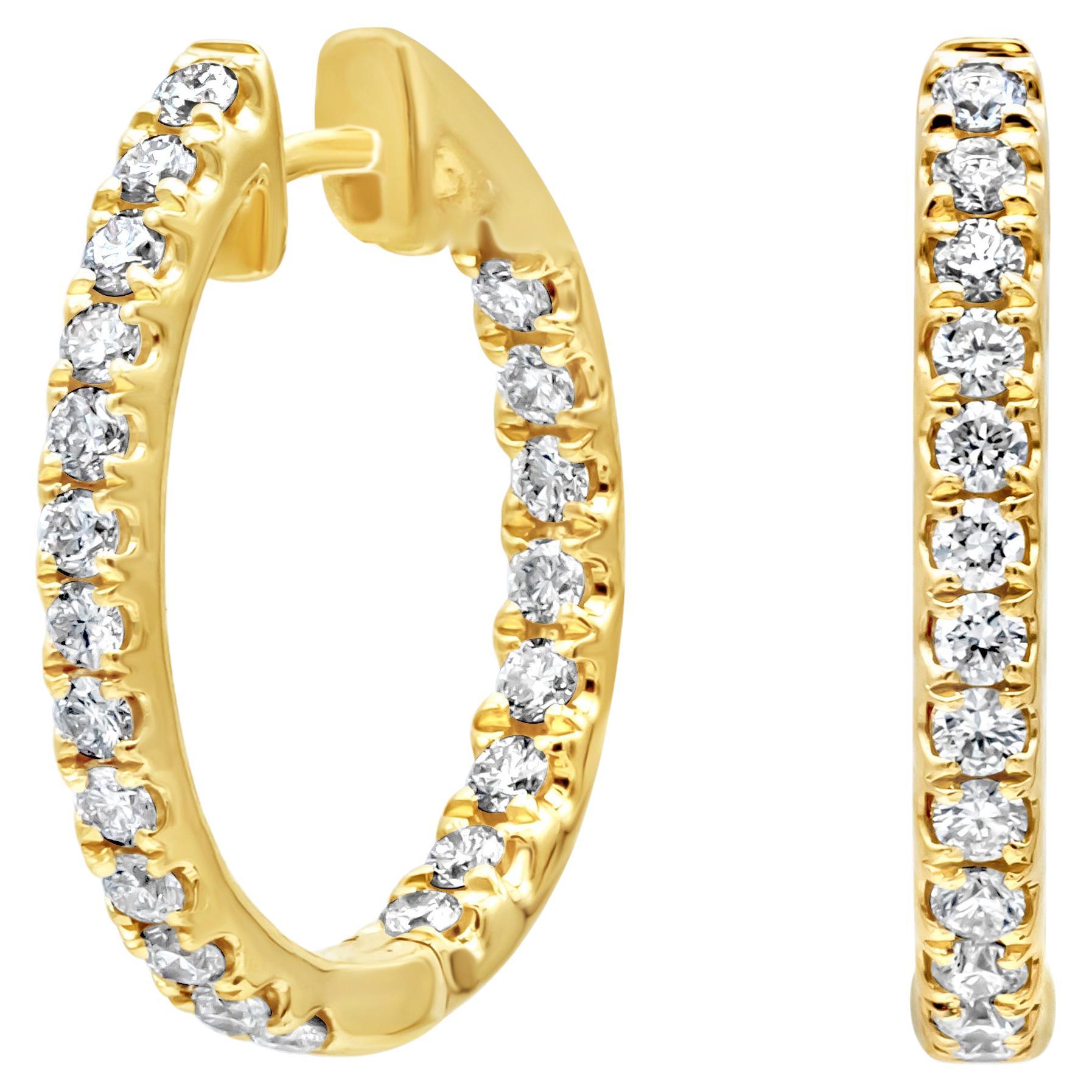 Roman Malakov 0.91 Carats Total Brilliant Round Shape Diamond Hoop Earrings