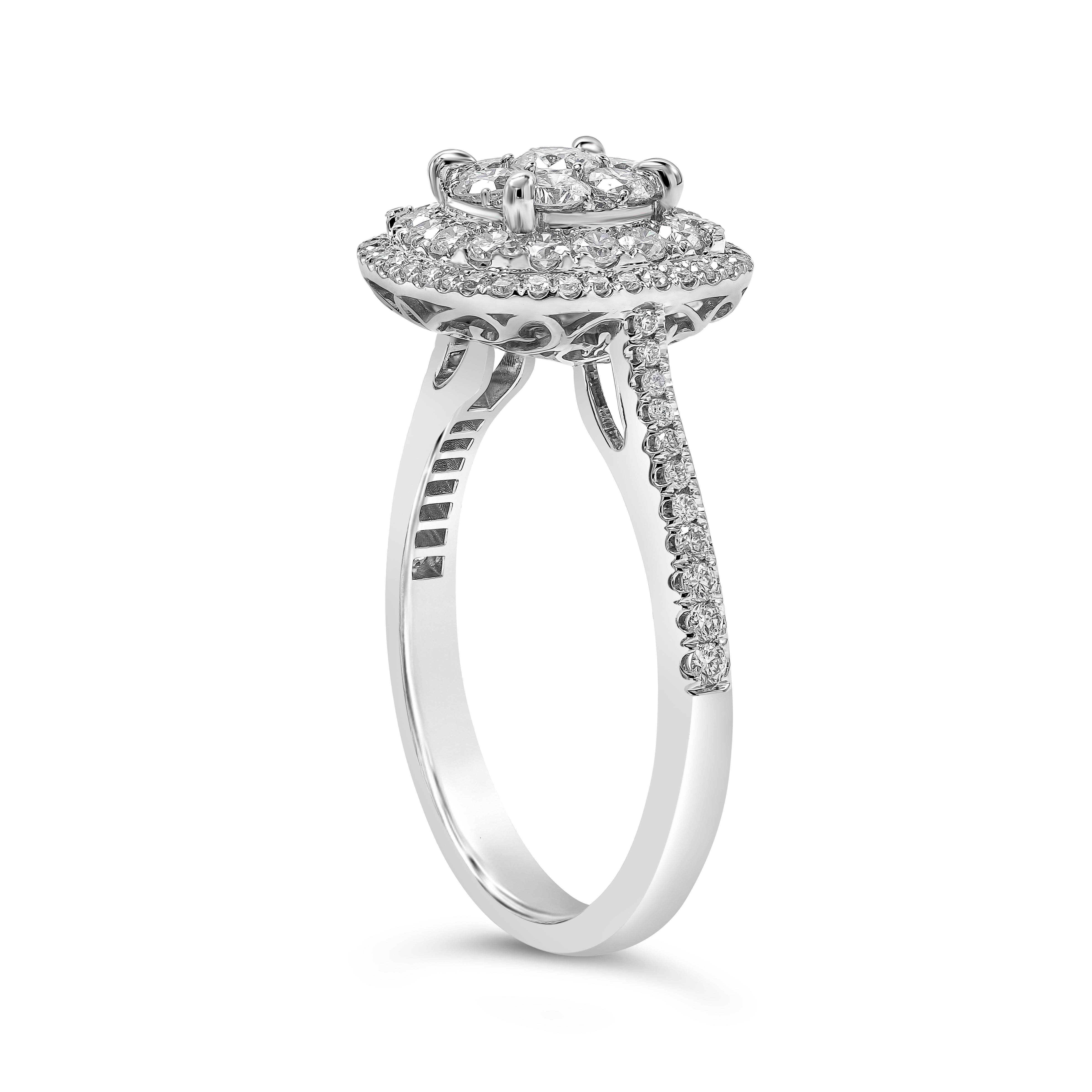 Contemporary Roman Malakov, 0.94 Carat Cluster Diamond Halo Engagement Ring