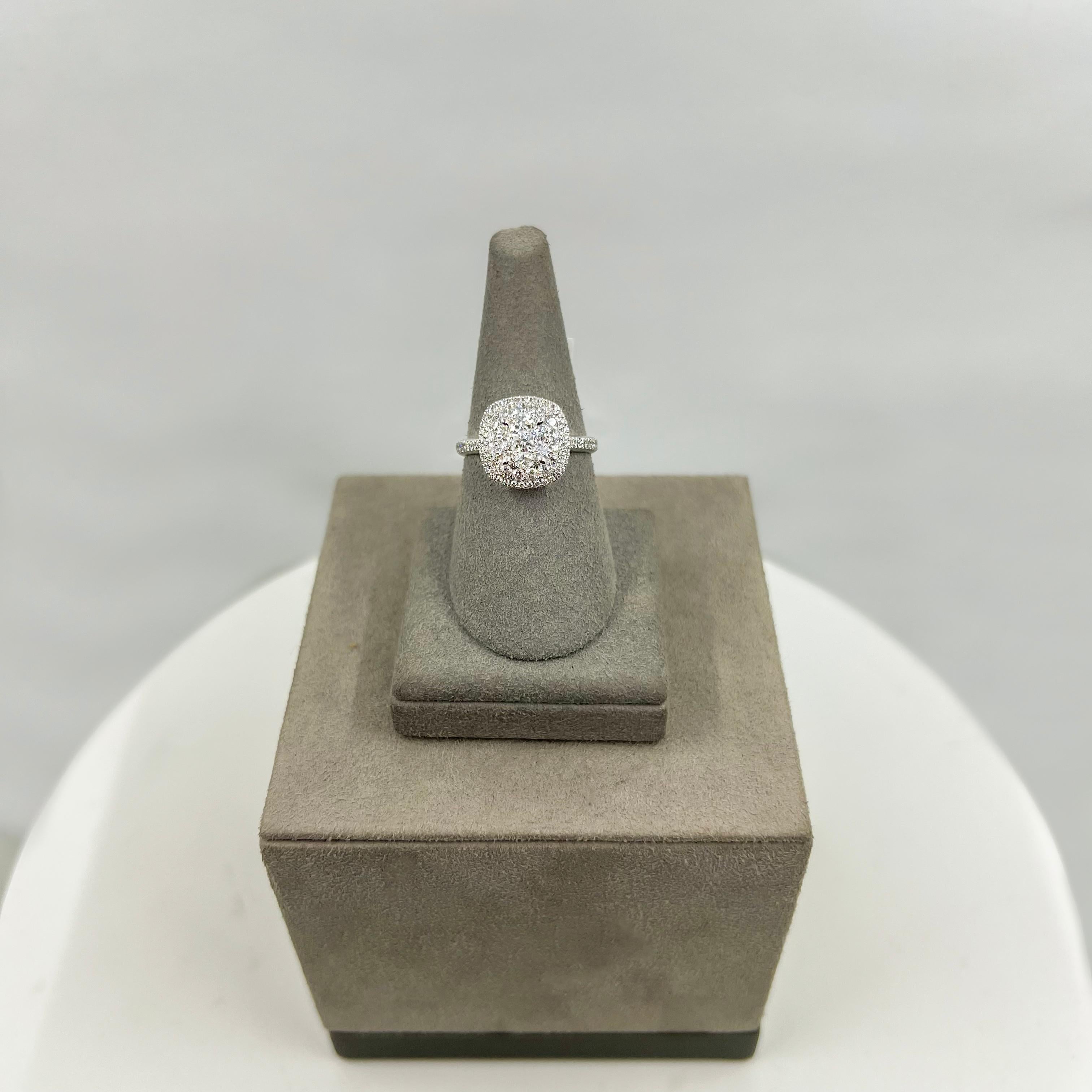 Women's or Men's Roman Malakov, 0.94 Carat Cluster Diamond Halo Engagement Ring