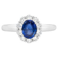 Roman Malakov 0.94 Carat Oval Cut Sapphire & Diamond Halo Engagement Ring