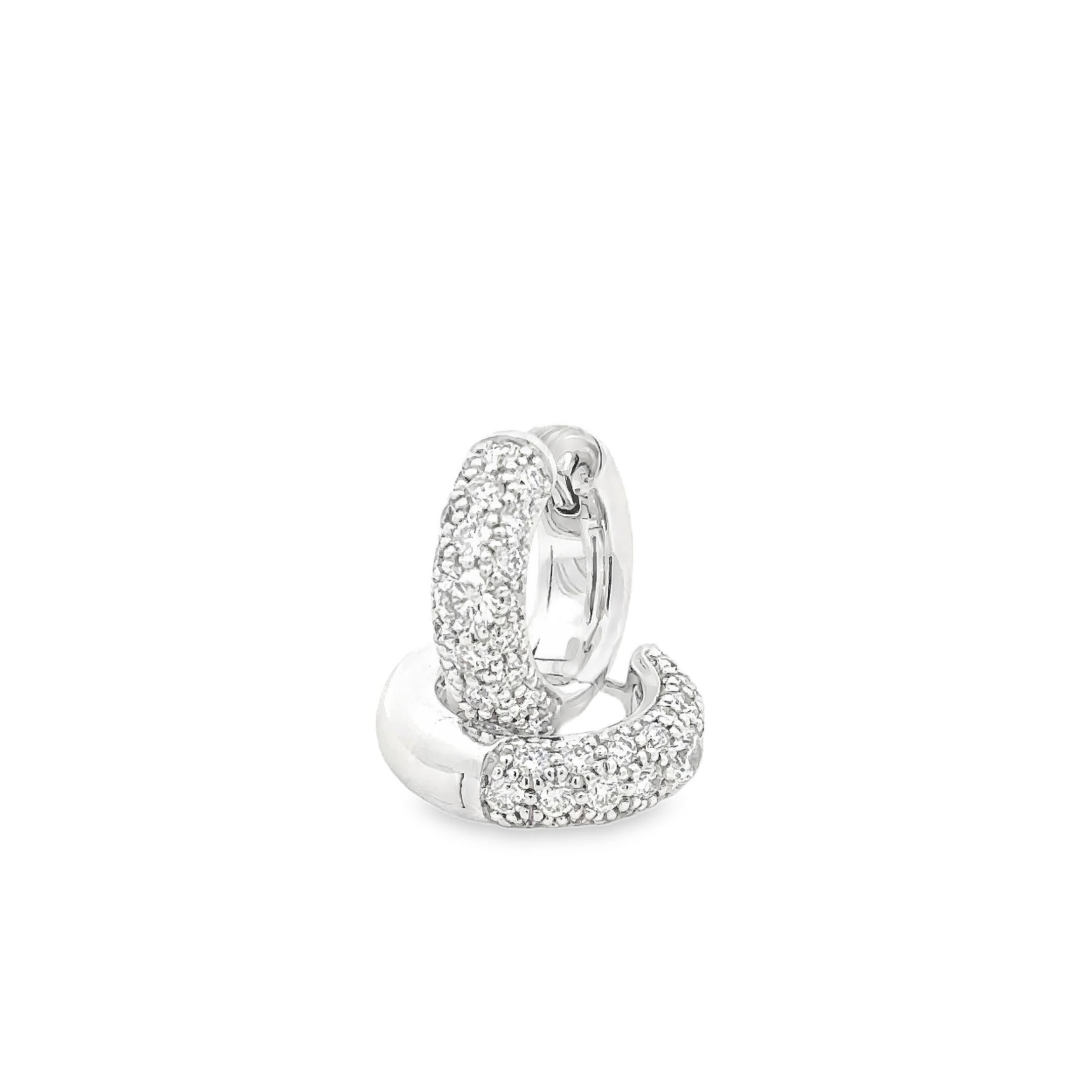 Roman Malakov 0.95 Karat runder Diamant im Brillantschliff im Brillantschliff Huggie-Ohrringe (Rundschliff) im Angebot