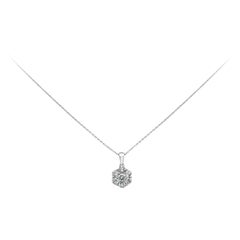 Roman Malakov, 1 Carat Total Brilliant Round Diamond Flower Pendant Necklace