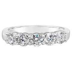 Roman Malakov 1 Carat Total Round Diamonds Five-Stone Wedding Band Ring