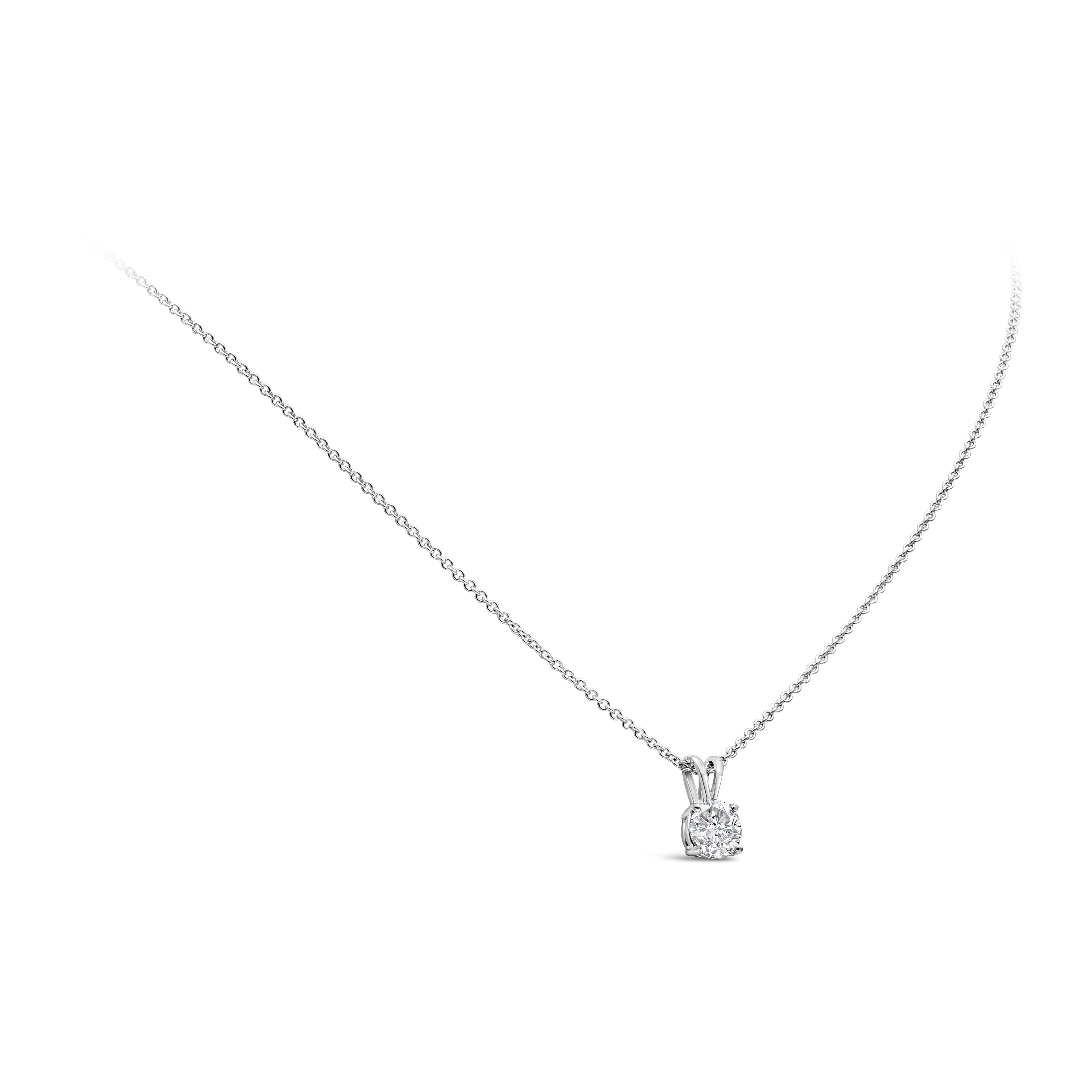Contemporain Roman Malakov, collier pendentif solitaire en diamants taille ronde brillants de 1.00 carat en vente