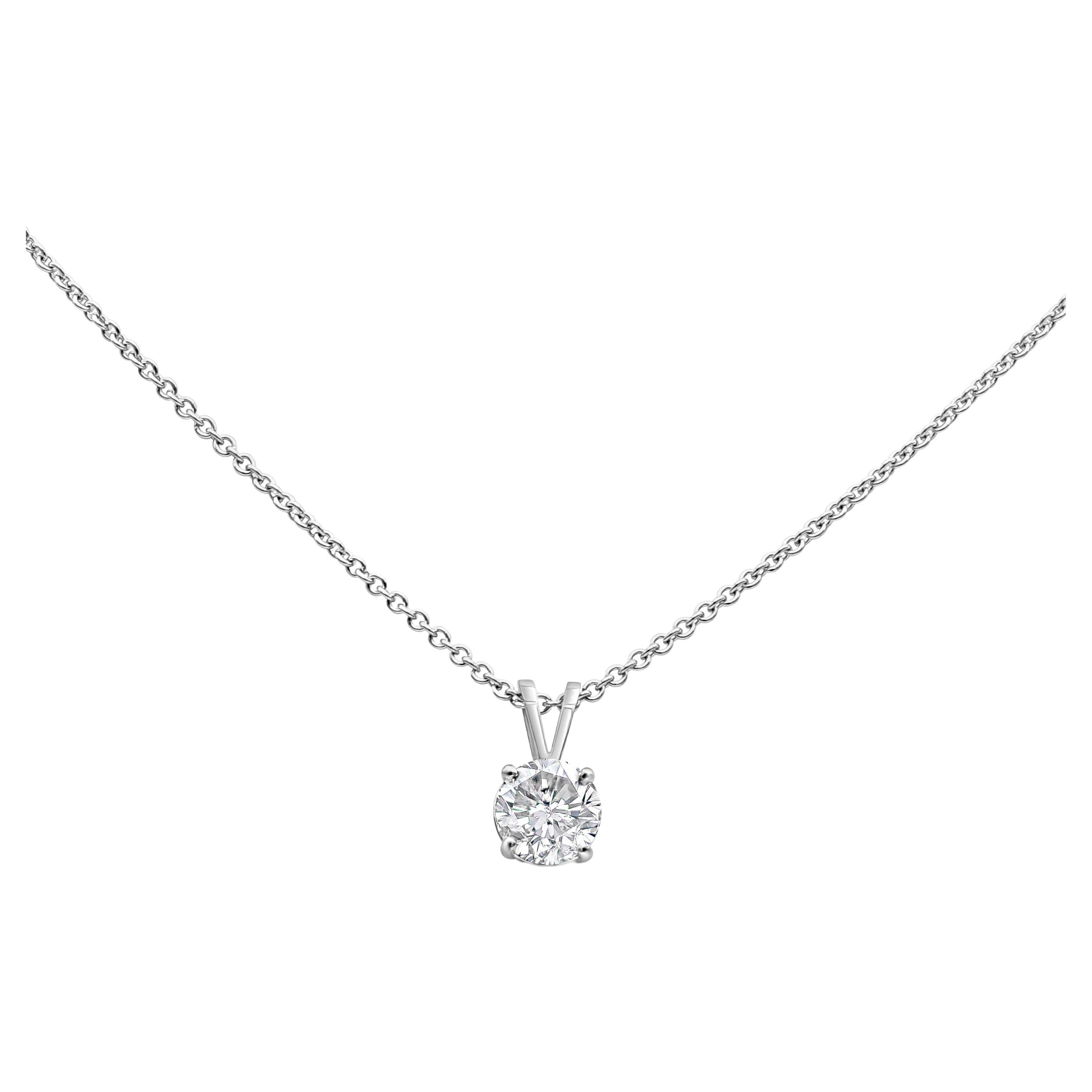 Roman Malakov, 1.00 Carat Brilliant Round Cut Diamond Solitaire Pendant Necklace For Sale