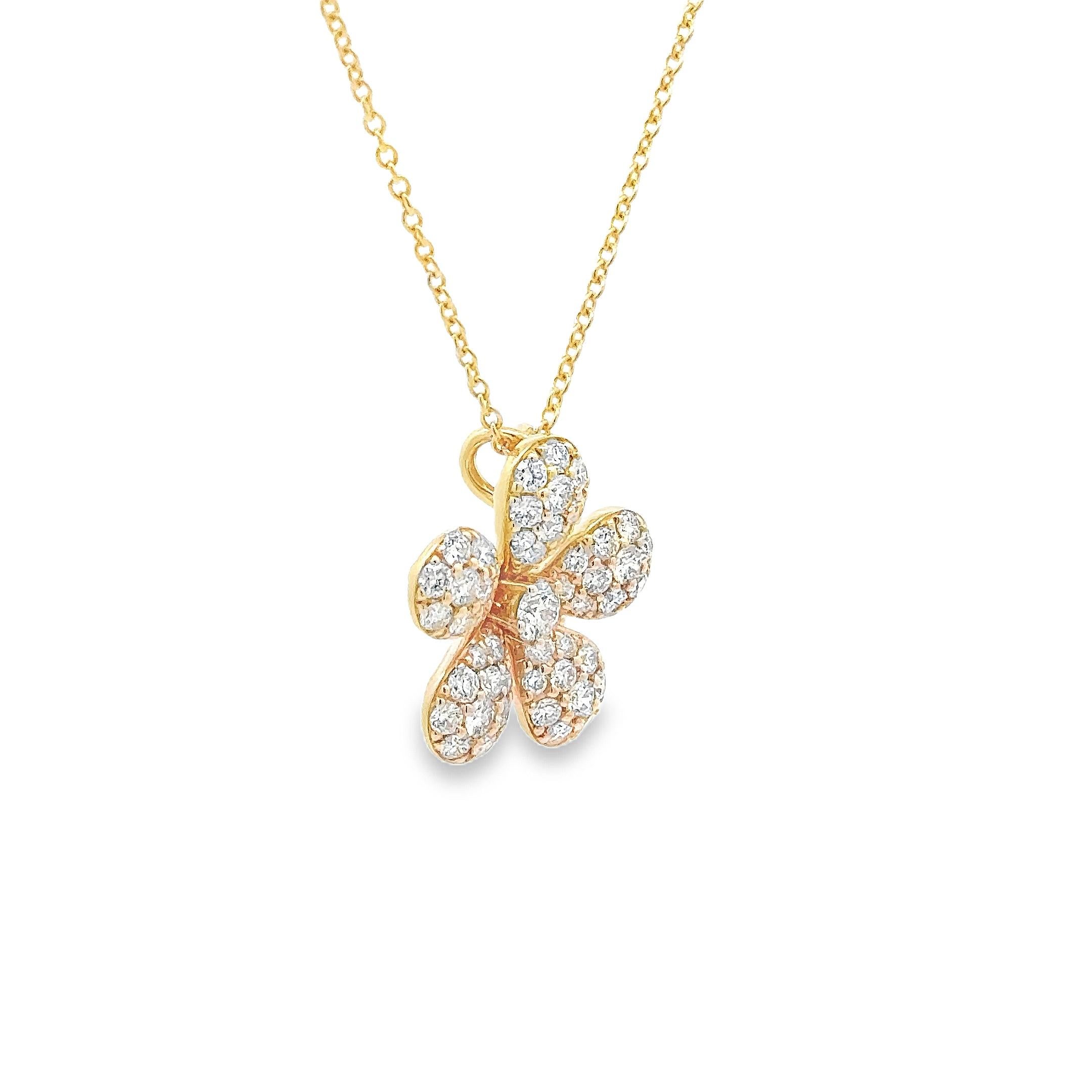 Contemporaneo Roman Malakov Diamonds, collana con ciondolo floreale con diamanti rotondi taglio Brilliante da 1,00 carati in vendita