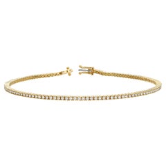 Roman Malakov 1.00 Carat Round Brilliant Cut Diamond Yellow Gold Tennis Bracelet