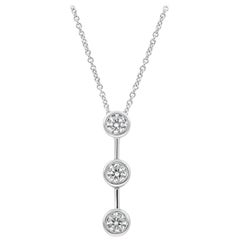 Roman Malakov 1.00 Carat Total Round Diamond Three-Stone Drop Pendant Necklace