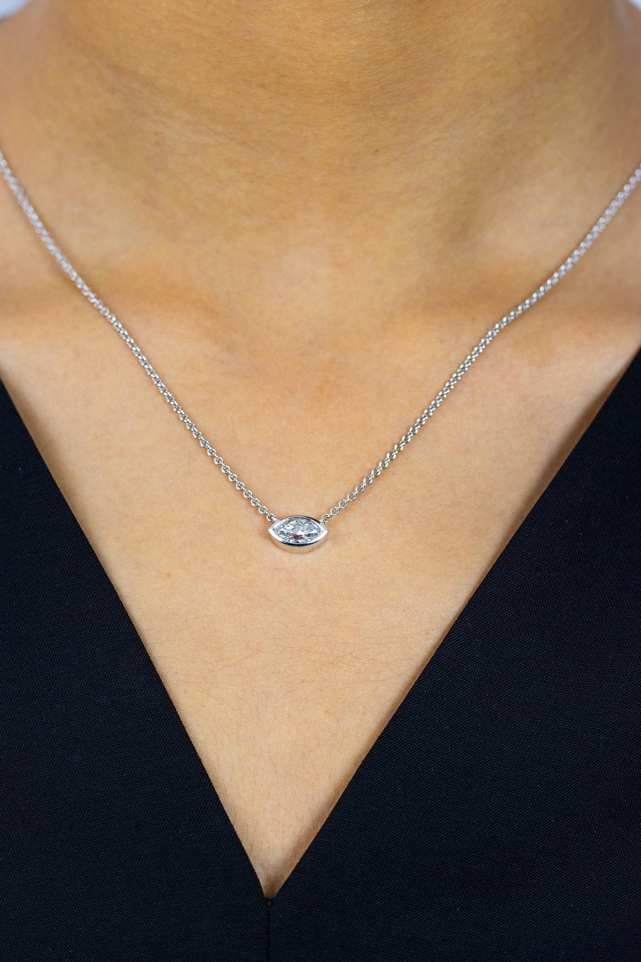 sideways marquise diamond necklace