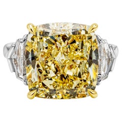 Roman Malakov, 10.02 Carat Fancy Yellow Cushion Cut Diamond Engagement Ring