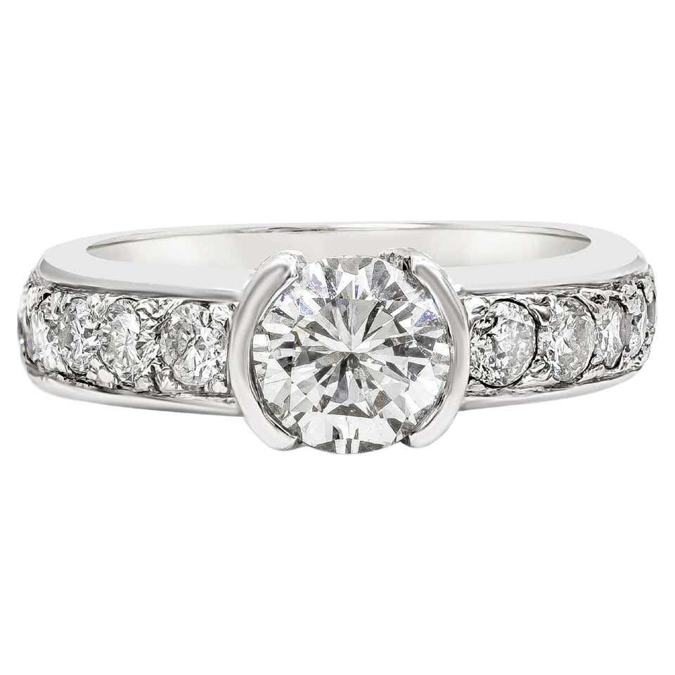 Diamond Solitaire with Sapphire Side Stones at 1stDibs