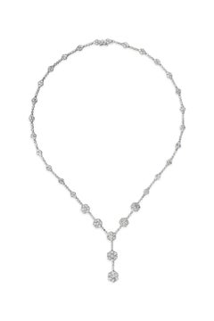 Roman Malakov 10.14 Carats Total Round Cut Diamond Cluster Floral Motif Necklace