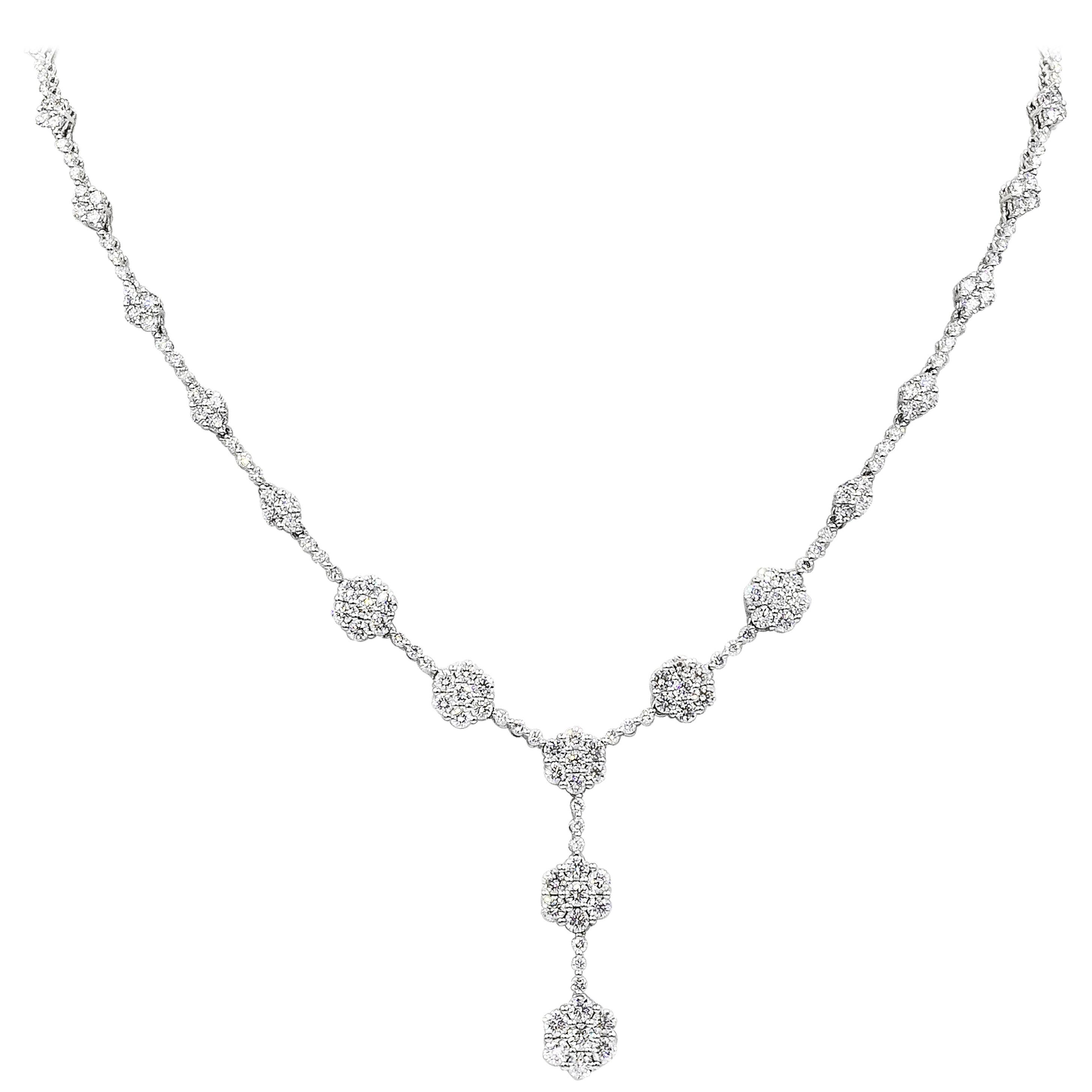 Roman Malakov 10.14 Carat, Flower Cluster Diamond Necklace Drop