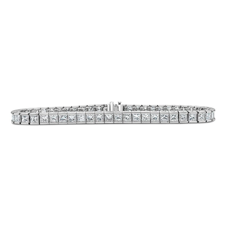 Roman Malakov 10.18 Carat Princess Cut Diamond Tennis Bracelet For Sale