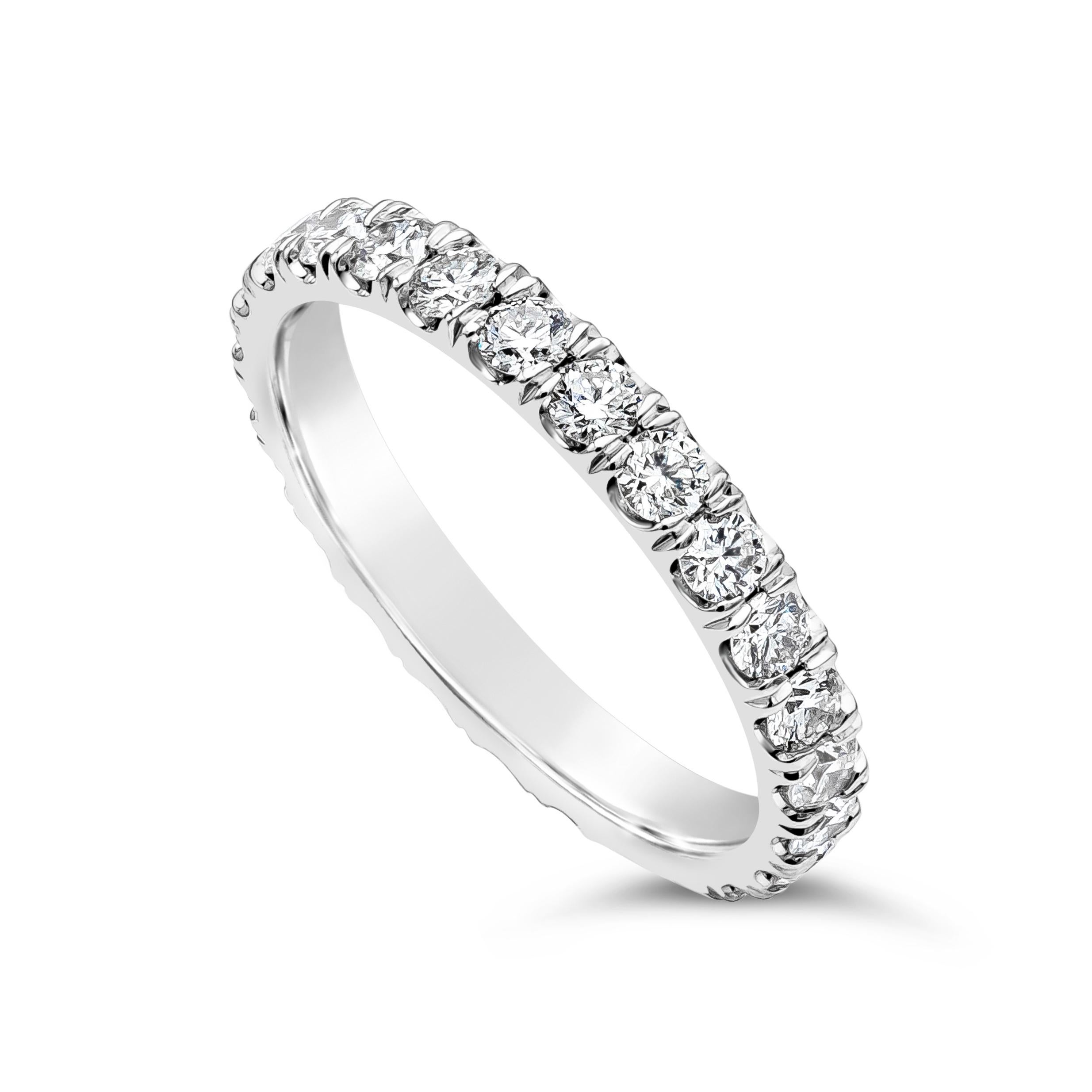 Contemporary Roman Malakov 1.02 Carat Round Diamond Eternity Wedding Band Ring For Sale