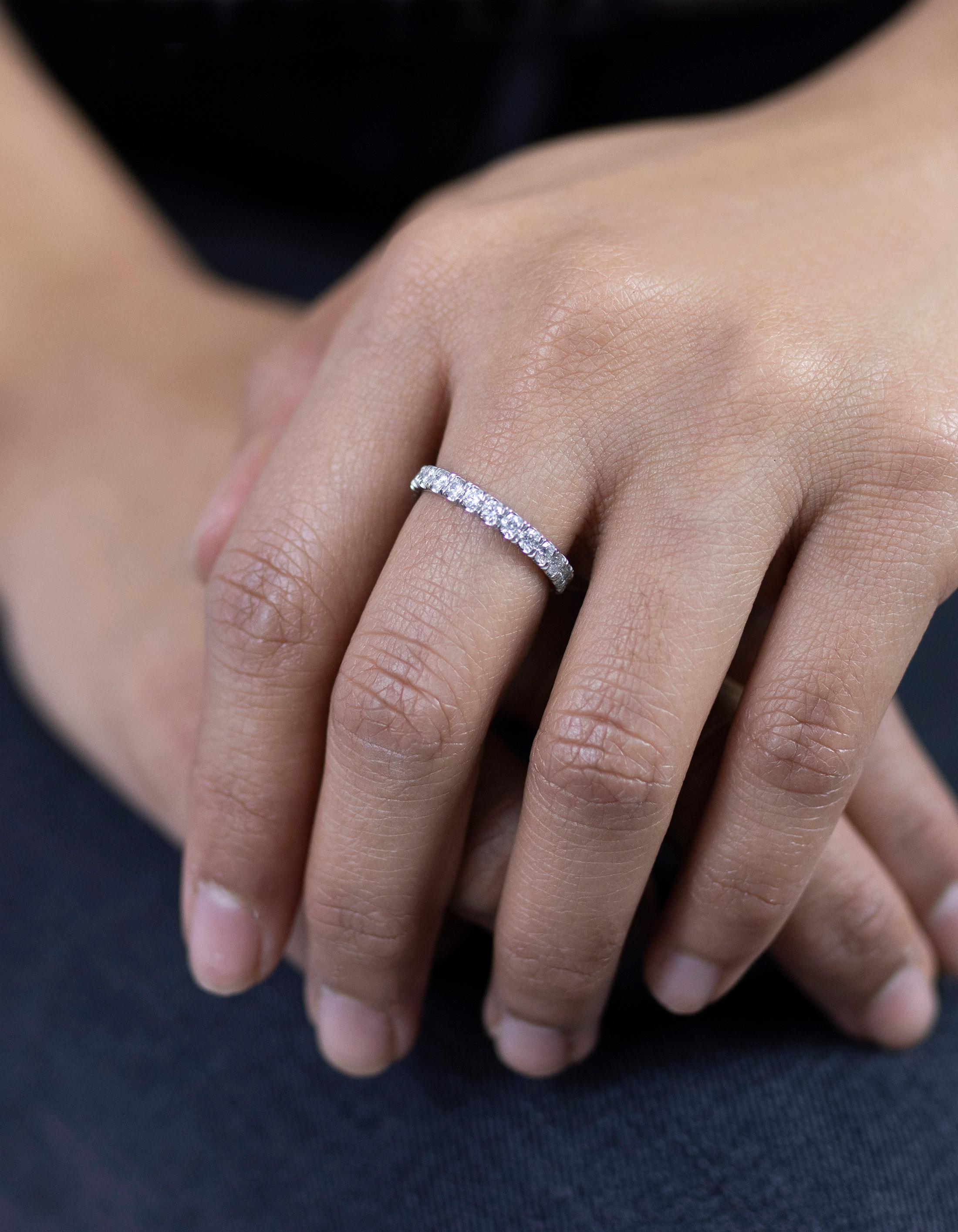 Women's Roman Malakov 1.02 Carat Round Diamond Eternity Wedding Band Ring For Sale