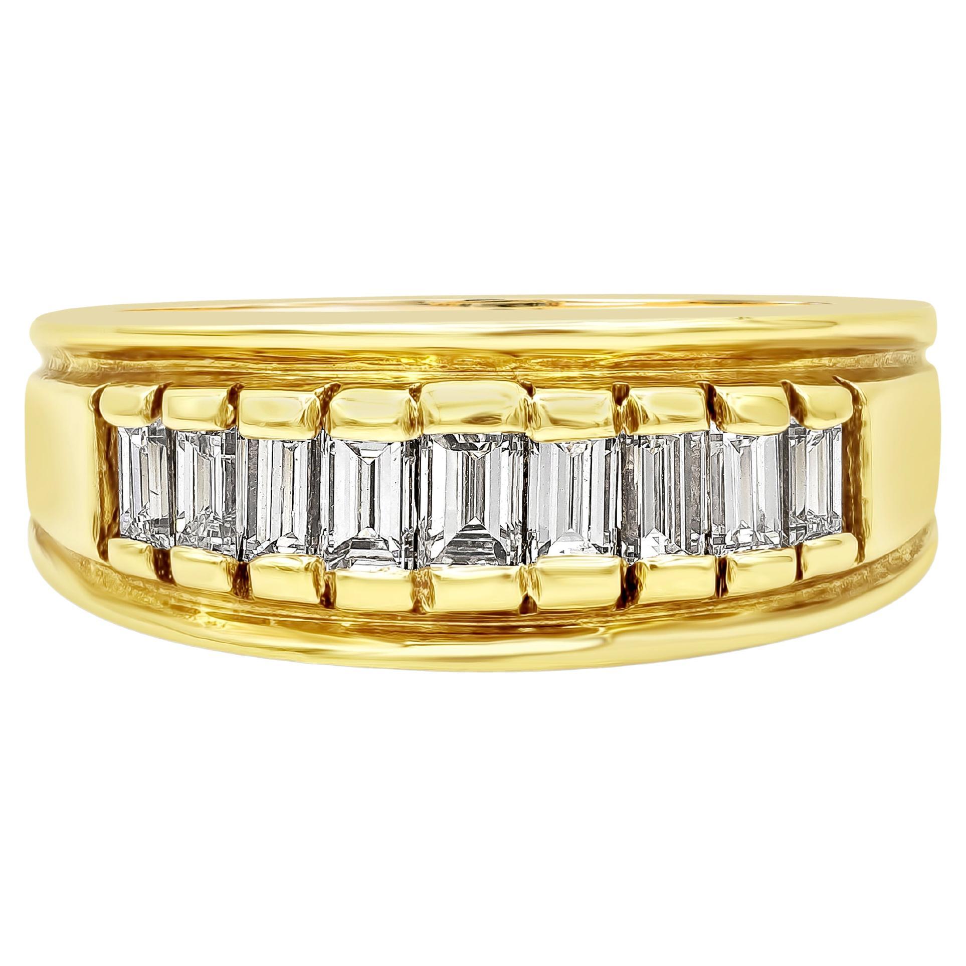 Roman Malakov 1.02 Carat Total Baguette Diamond Wedding Band Ring For Sale