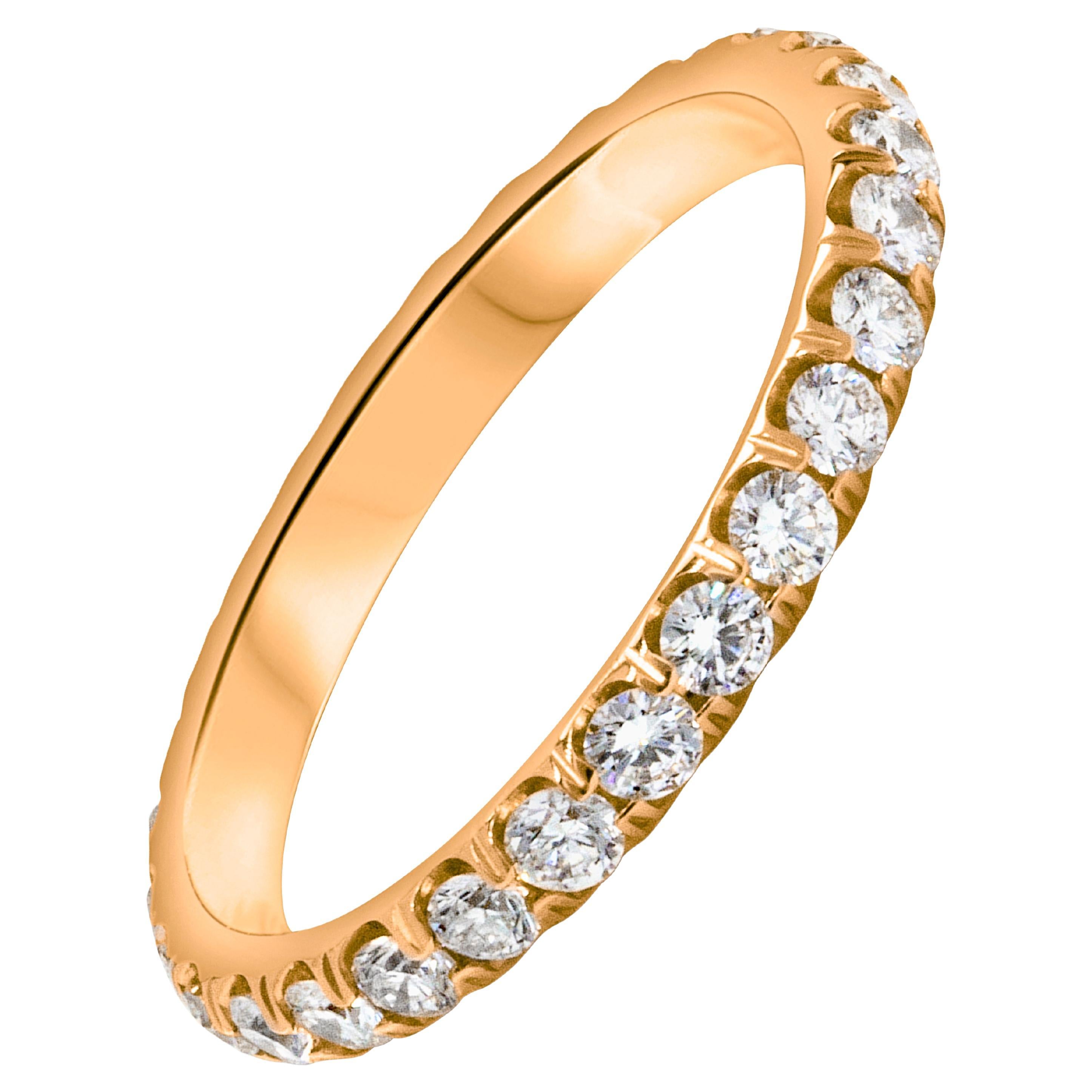 Roman Malakov 1.03 Carat Total Round Diamond Pave-Set Eternity Wedding Band Ring For Sale