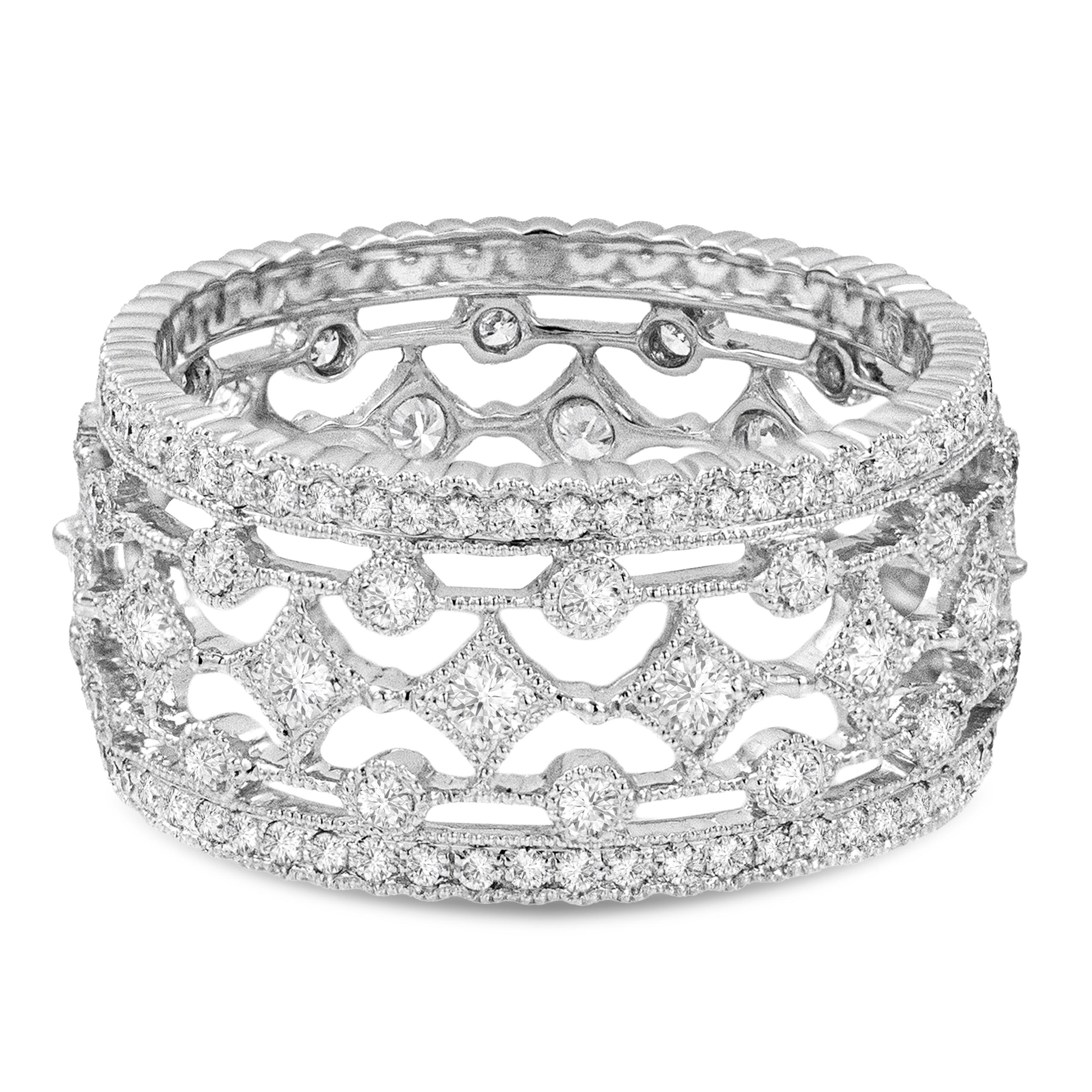 Roman Malakov 1.04 Carats Total Brilliant Round Diamond Wide Wedding Band Ring For Sale