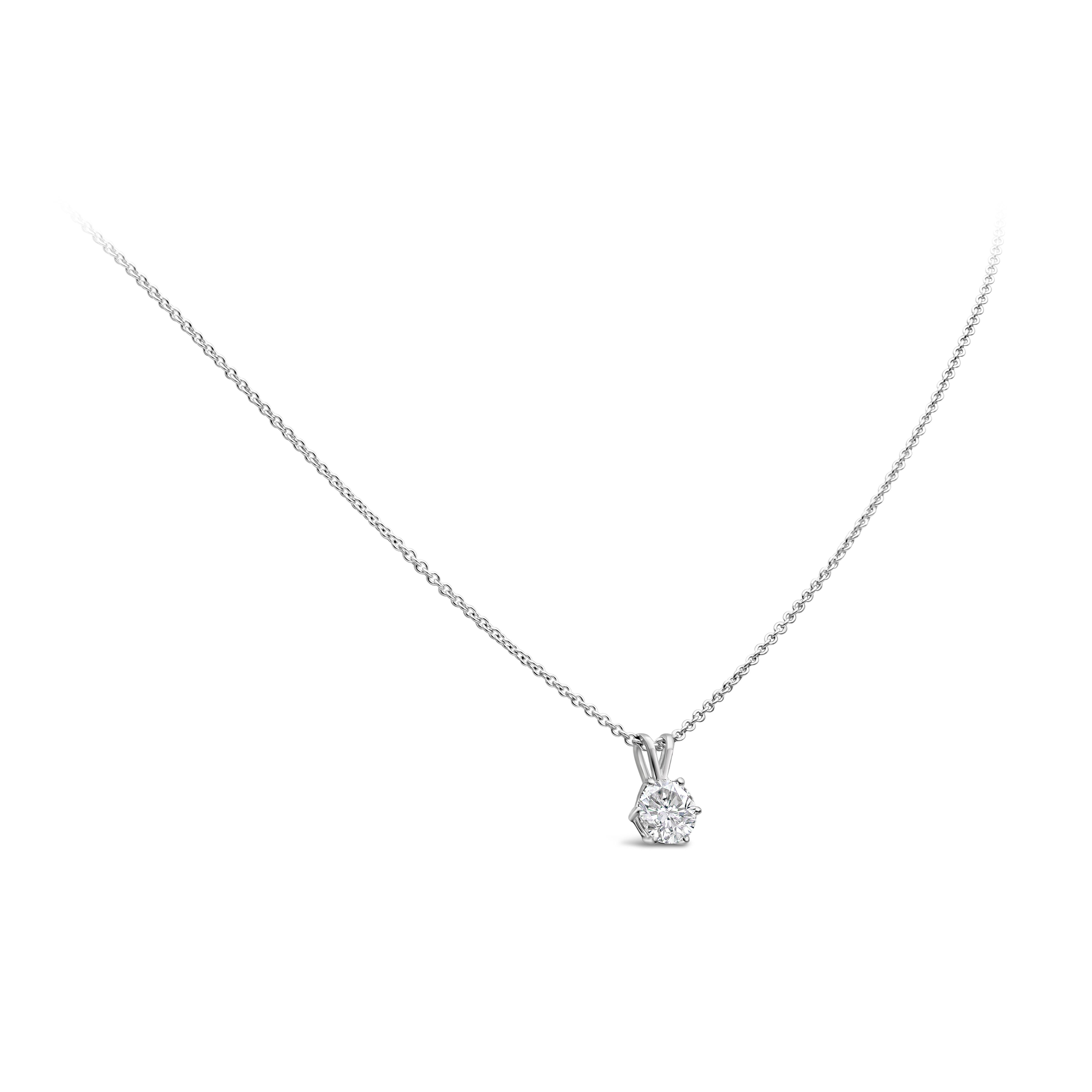 Contemporain Roman Malakov, collier pendentif solitaire en diamants taille ronde brillants de 1.05 carat en vente
