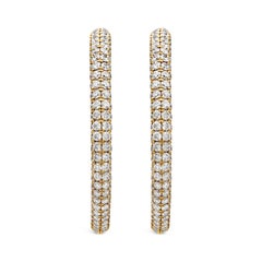 Roman Malakov 10.58 Carats Total Brilliant Round Diamond Pave Set Hoop Earrings