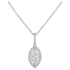 Roman Malakov Collar Colgante Halo de Diamantes talla marquesa de 1,06 quilates