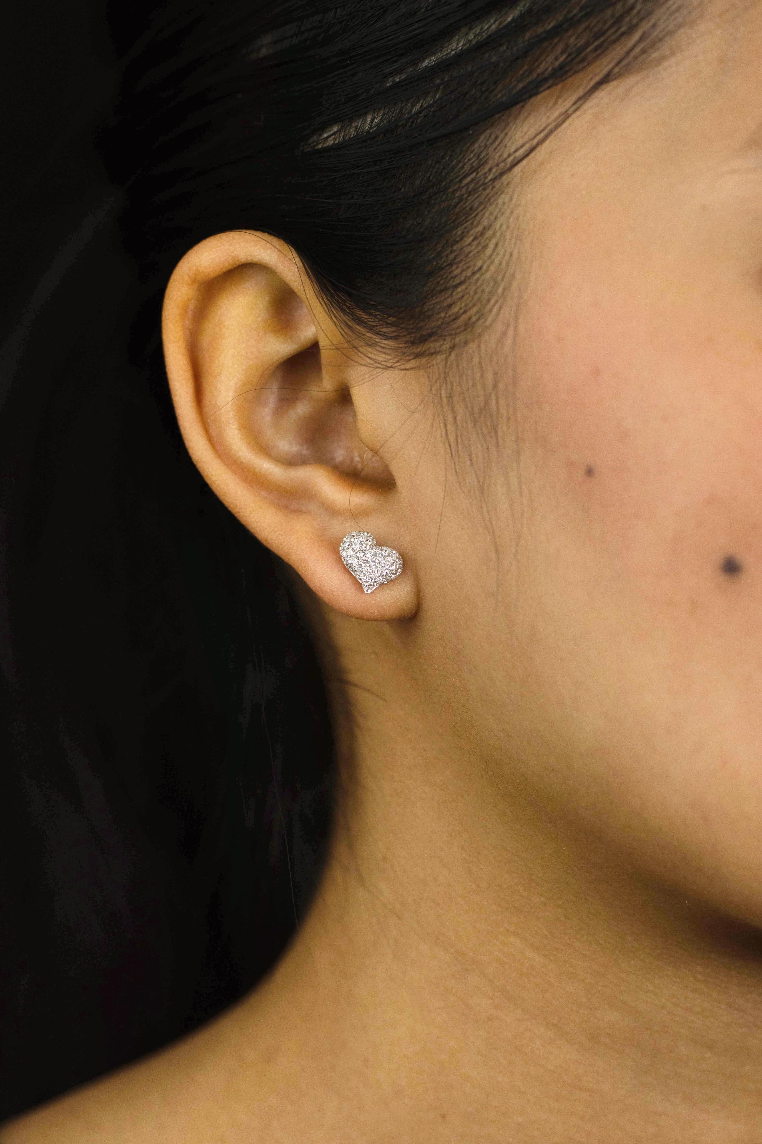 pave diamond heart earrings